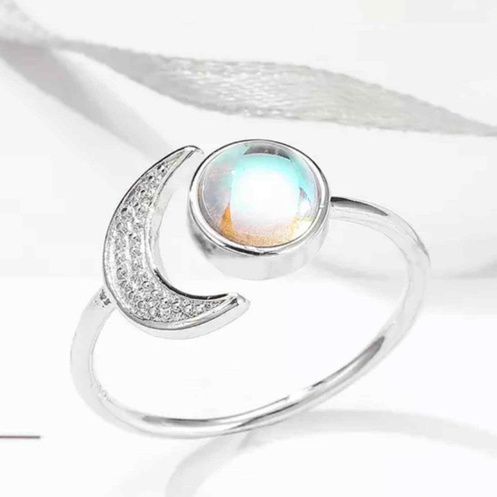 New Adjustable Moon Moonstone Ring - image 1