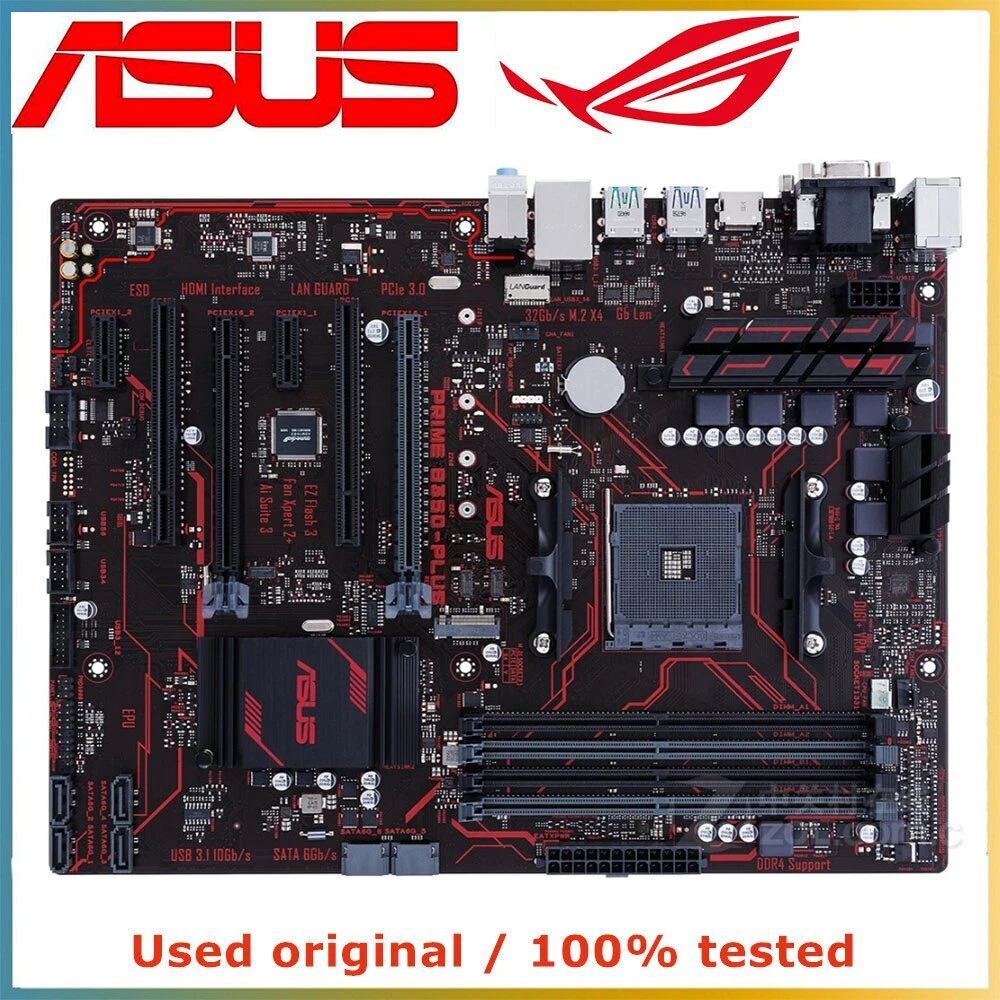 ASUS PRIME B350-PLUS Motherboard Computer Socket AM4 DDR4 Used Desktop  Mainboard