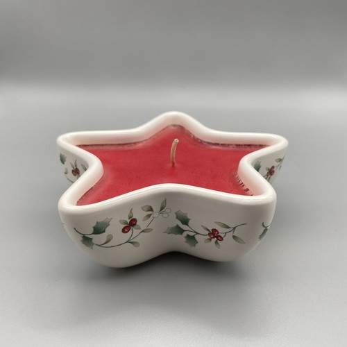 Pfaltzgraff Winterberry Star Votive Candle Christmas Holly Red White Green 5” - Picture 5 of 9