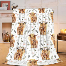 Highland Cow Print Blanket 50X60Inch Farm Animal Cow Gifts Throw Blankets Soft C