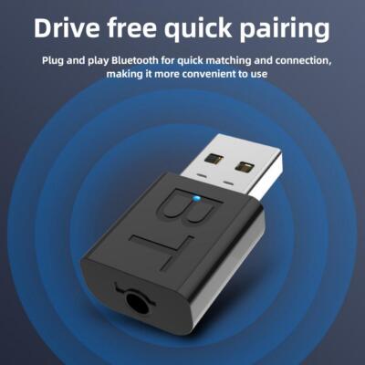 Bluetooth 5.0 Audio Receiver USB 3.5mm AUX Adapter Car TV PC Speaker