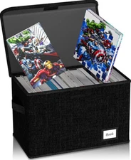 Book Storage Box Organizer Large Collapsible Leather Comic Books Container Board