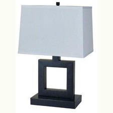 22 in. Square Dark Bronze Table Lamp with linen shade
