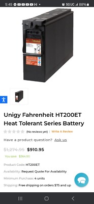 Unigy Fahrenheit HT200ET Heat Tolerant Series Battery