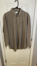 Vintage Valentino Chemises Brown Button Down Dress Shirt Size 17 1/2 Classic VTG