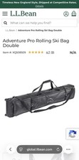 L.L.Bean Adventure Pro Double Rolling Ski Bag Black Zip w/Strap Handle 508509