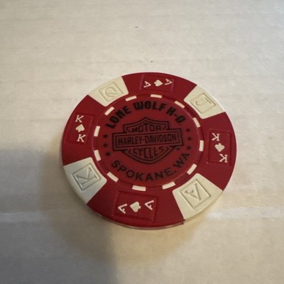 Harley-Davidson Poker Chip Lone Wolf HD Maroon/White