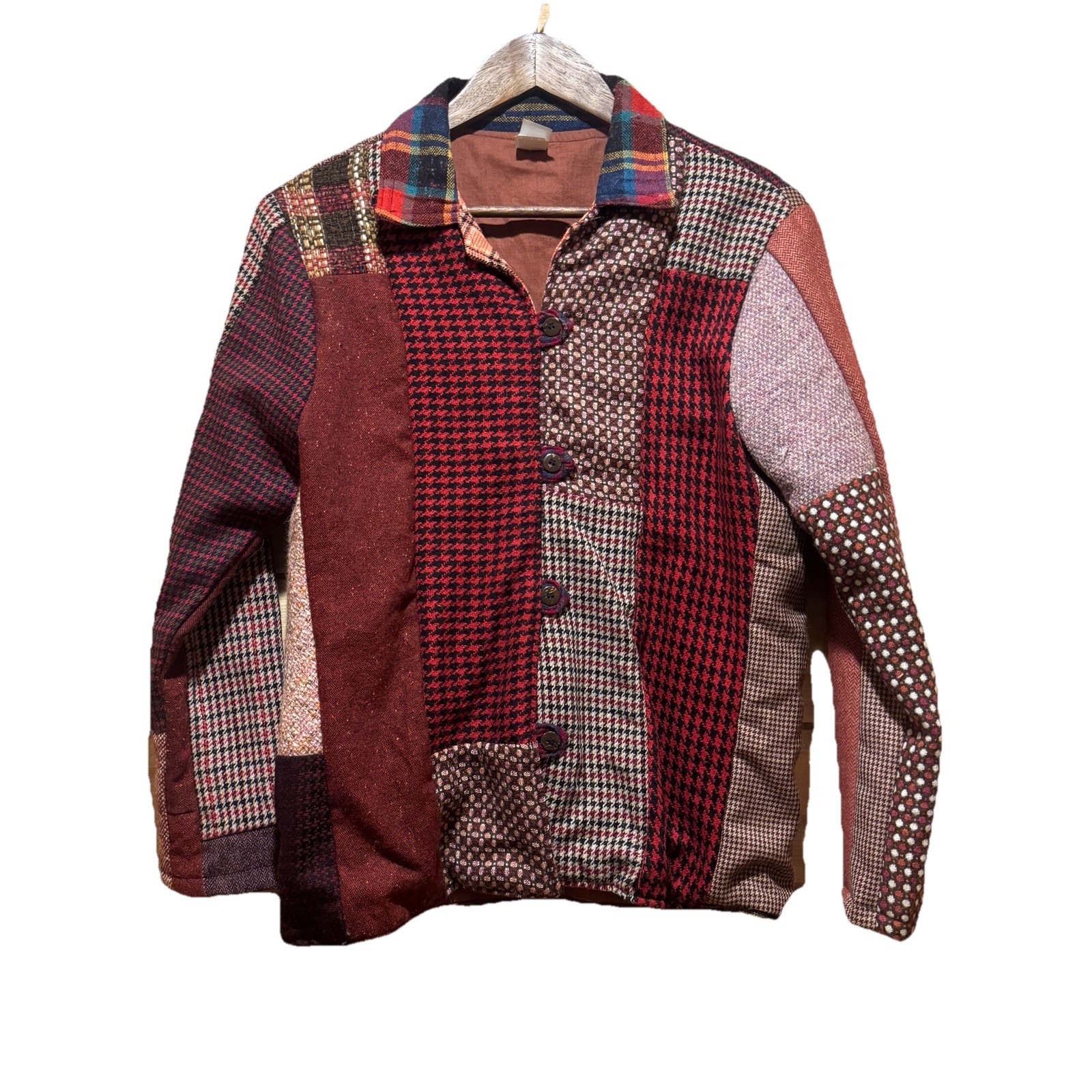 GYPSY ROSE Patchwork Wool Blend Shirt Jacket Hipp… - image 1