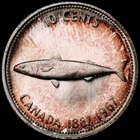1967 Canada Silver Ten Cents Proof-like Toned Super Color - Choice Gem BU Frosty
