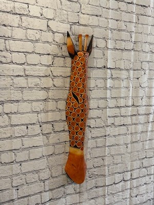 80 cm Giraffe schlicht handgeschnitzt Fair Trade Holz Tier Wandbild Wandbehang Maske
