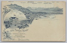 Hotel Pension Pfänder Bregenz Austria Scenic Postcard 1895