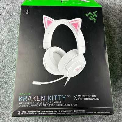 Razer Kraken Kitty V3 X Wired Gaming Headset White Pink Cat Ear PC