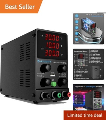 Compact Adjustable DC Power Supply 0-30V 10A - Ideal for Electronic Projects