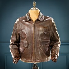 Vintage Thedi 30s-Style Highwayman Single Rider Brown Buffalo Leather Jacket “L”