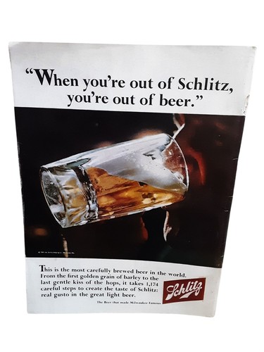 1966 Schlitz Beer Print Ad When You’re Out Of Schlitz Vintage