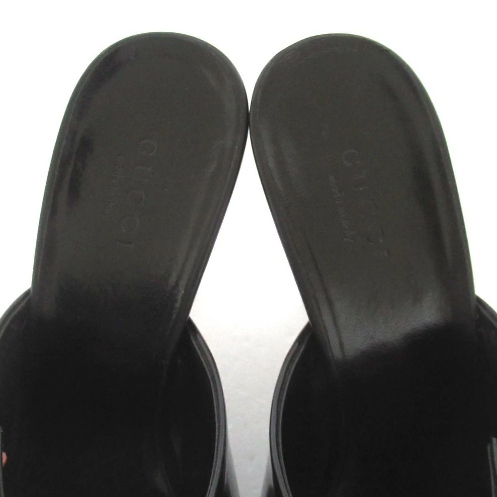 GUCCI Patent Leather High Heel Lace Up Mule Sandals Size 36.5C Approx. 23.5cm Bl thumbnail 7