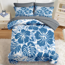 Comforter Set Twin Size, Hawaiian Hawaii Flower 5 Pcs Bedding for Kids and Adult