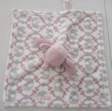 Blankets and Beyond White Pink Gray Elephant Blanket Soft Lovey Security Baby