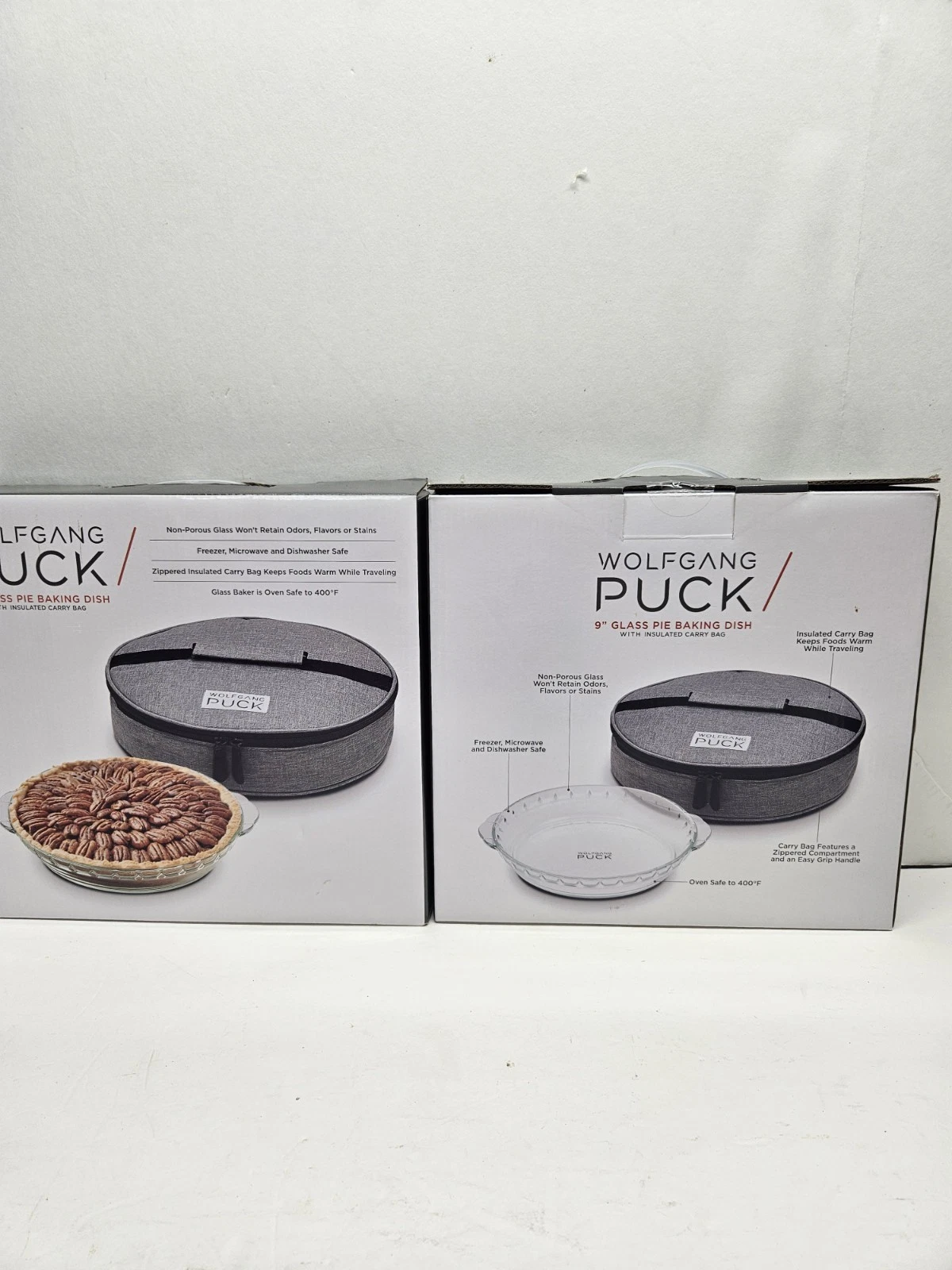 2 Of NEW WOLFGANG PUCk 9 " Glass Pie Baking Dish With Insulation Bag
