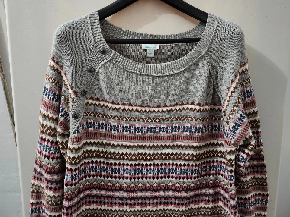 Vestido Sundance Para Mujer XL Elise Faro Suéter Mezcla de Lana Fair Isle Boho Midi Foto 4 de 4