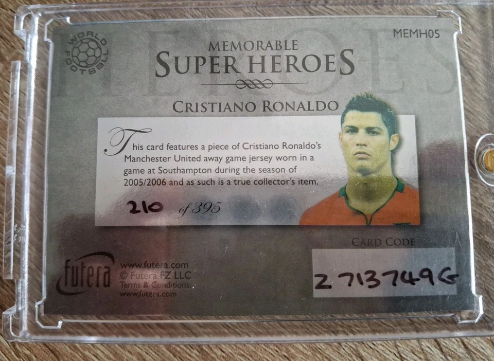 2006 Futera Memorable Cristiano Ronaldo Game Used worn Man Utd Portugual cr7 - Photo 2/2