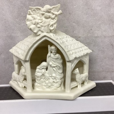 PartyLite Bisque Porcelain P7312  O Little Town  Christmas 3D Tea Light Nativity