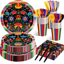 175 Pcs Fiesta Tableware Set Serves 25, Mexican Various Sizes,