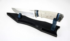 Author's knife Zyablik steel Elmax elk horn carved black hornbeam birch