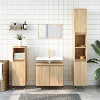 Badschrank Badezimmerschrank Sonoma-Eiche 58X33X60 Cm Holzwerkstoff Stauraum