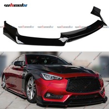 Jdm Rs Style Double-deck Front Bumper Lip Gloss Black For 2017-2022 Infiniti Q60 Jdm Rs Style Double-deck Front Bumper Lip Gloss Black For 2017-2022 Infiniti Q60