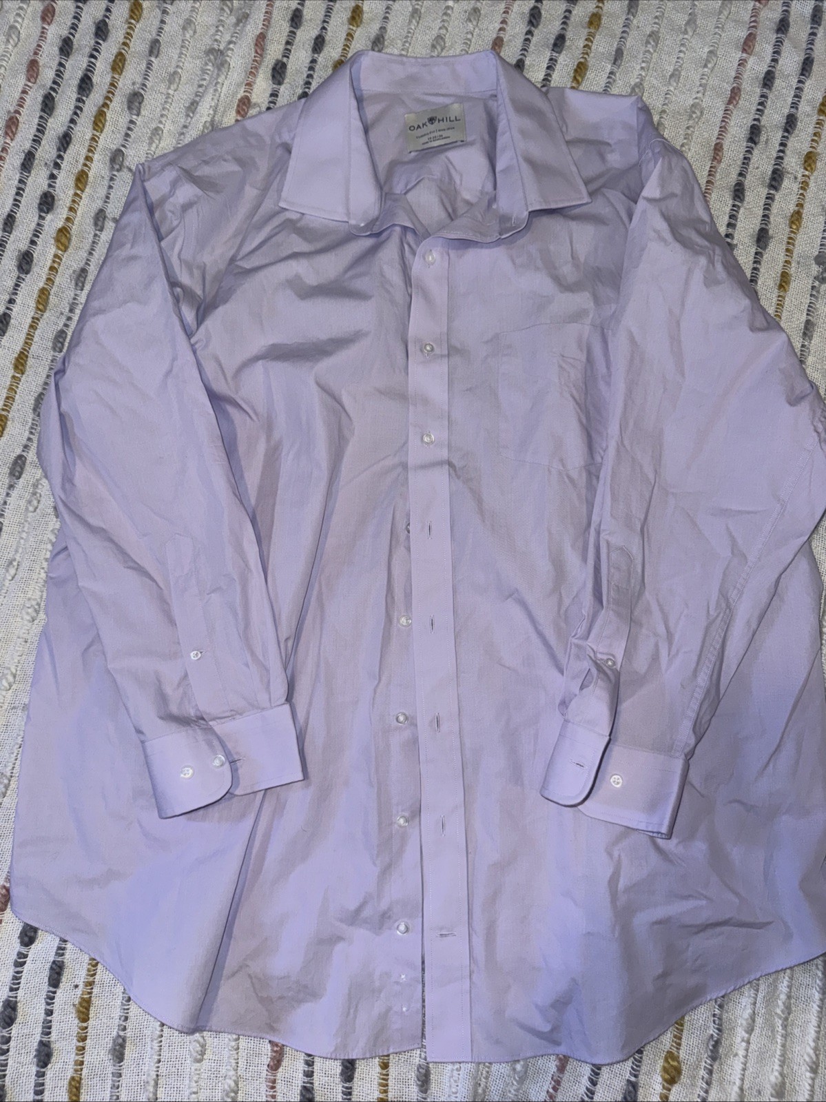 Oak Hill Mens 19 Dress Shirt Purple Cotton Long Sleeve Button-Down Classic Fit