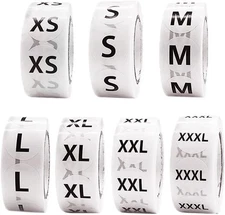 3500 PCS Clothing Size Stickers,Round Self Adhesive 0.9 inch, White, Black 