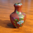 Vintage Cloisonne Chinese Red Floral Enamel Mini Vase 1.5" — photo 4