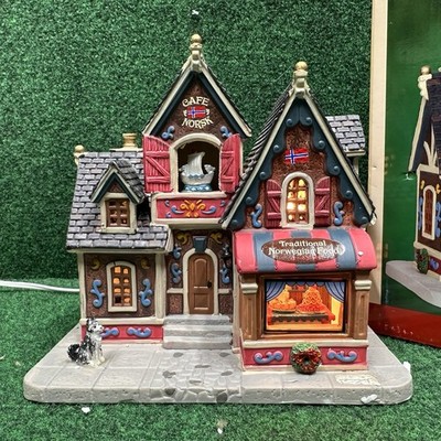 Lemax Cafe Norsk Porcelain Lighted Building #45776 Menards Exclusive damaged box