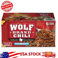 Wolf Brand Chili No Beans 15oz Cans – 6 Pack – Authentic Texas Style Beef Chili