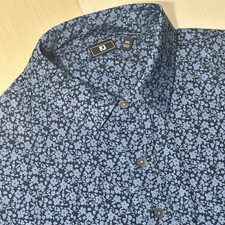 Footjoy Polo Shirt Mens 2XL Blue Floral All Over Print Golf Performance Active