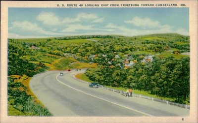 U S Route 40 Frostburg Toward Cumberland MD Vintage Postcard Marken Bielfeld