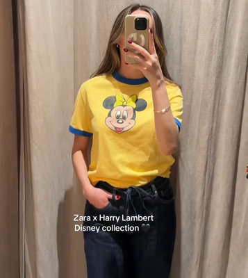 Zara x Harry Lambert x Disney Minnie Mouse T-Shirt Yellow Size S