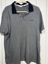 Calvin Klein Polo Shirt Mens Medium Gray Short Sleeve Casual Stretch Cotton Logo
