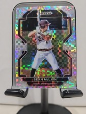2022 Prizm Draft Picks Baseball Base Power Plaid #PDP165 Sean McLain /35