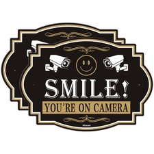 Smile You're On Camera Signs Video Surveillance 10  x 7  Security for Home Fa...