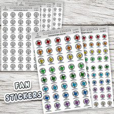 Fan Stickers, Mini Icon Reminder Planner stickers, Journals, Scrapbooks