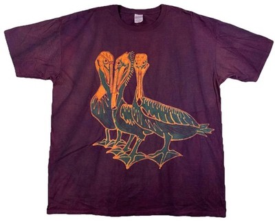Pelican Graphic Print T-Shirt Adult XXL Purple Tie Die