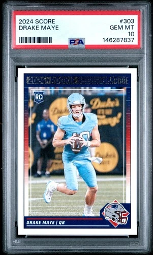 146287837 Drake Maye 2024 Panini Score #303 Rookie RC PSA 10