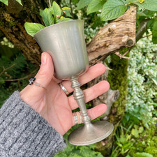 Vintage Pewter Chalice Offering Cup Alter Goblet Wicca Witchcraft Gift