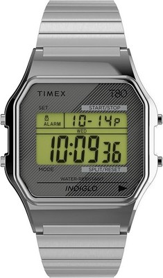 Timex T80 Digital Silver SS Expansion Band Watch - Brand New TW2R79100VQ