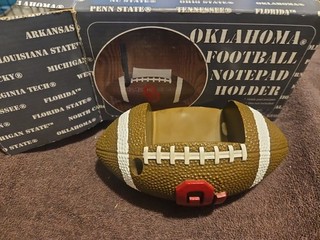 Vintage Oklahoma Sooners Desk Accessory Pen Holder notepad.