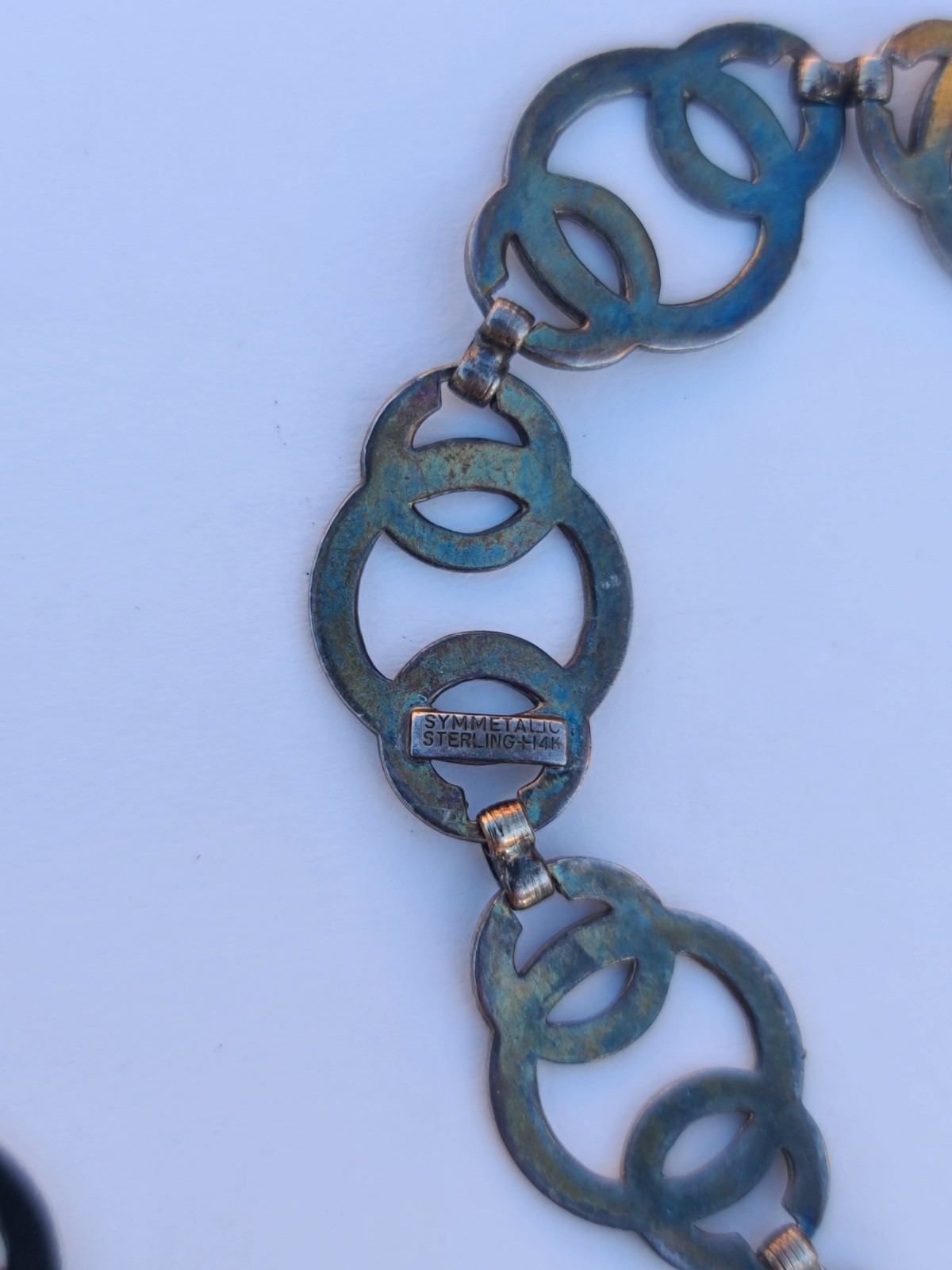 Vtg Sterling 925 Solid Silver Circle Link Choker … - image 13