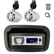 Pyle Marine Radio, Adapter,Spa Bezel, Antenna,Wire, 2x 2.25" 10W White Speakers