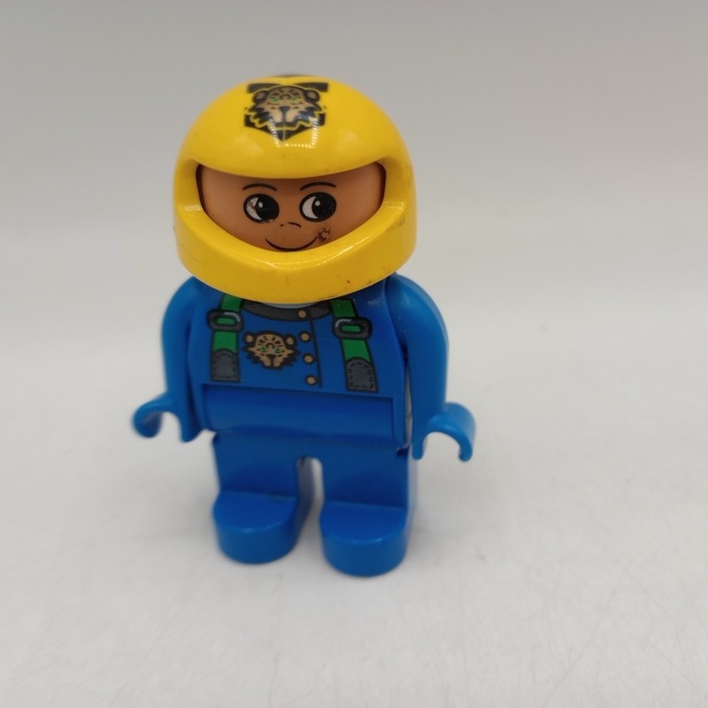 LEGO DUPLO Motorcycle RACER RACE Man 2.5" Figure With Yellow Helmet HTF VTG